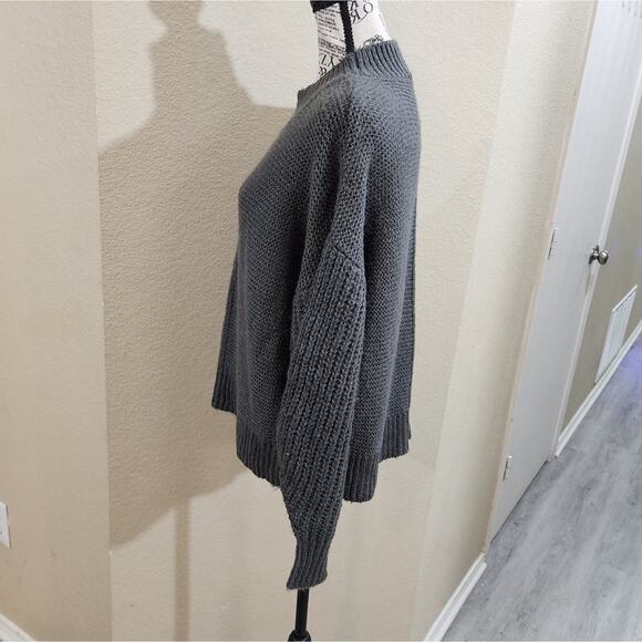 ELODIE Grey cable knit lantern sleeve sweater size XL - Picture 3 of 6